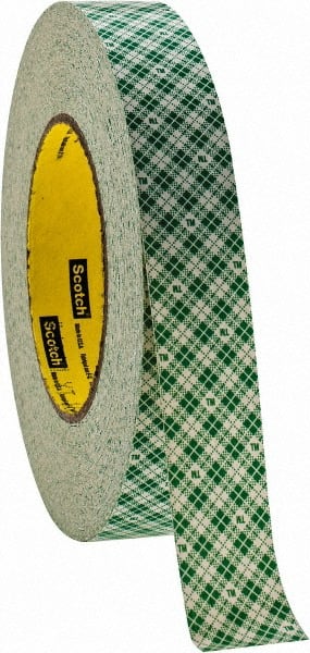 Natural Double-Sided Paper Tape: 1" Wide, 36 yd Long, 9 mil Thick, Rubber Adhesive