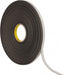 Black Double-Sided Polyethylene Foam Tape: 1/2" Wide, 72 yd Long, 1/32" Thick, Rubber Adhesive