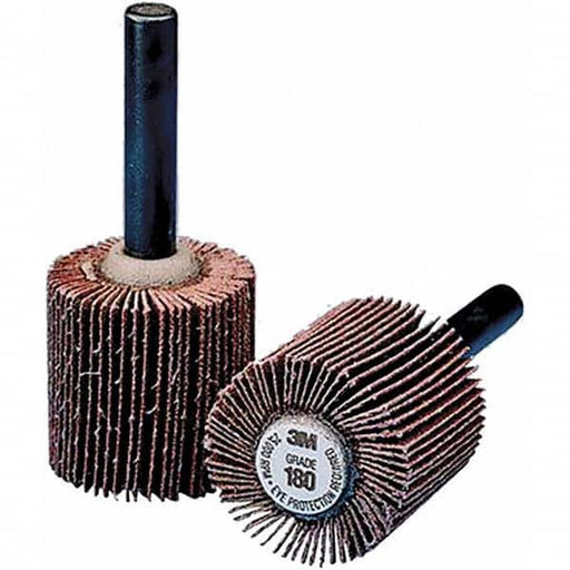 Mounted Flap Wheel: 2" Dia, 1" Face Width, 120 Grit, Ceramic Alumina