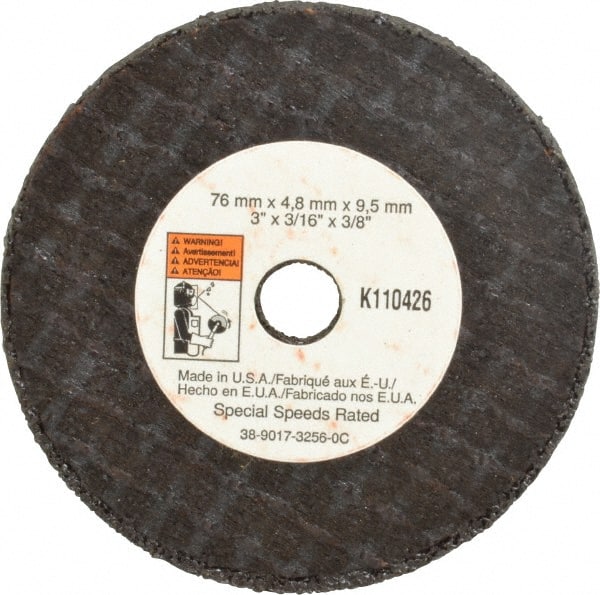 Cut-Off Wheel: 3" Dia, 3/16" Thick, 3/8" Hole, Aluminum Oxide