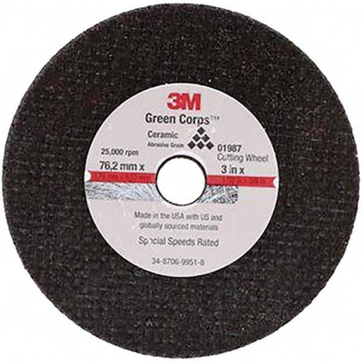 Cut-Off Wheel: 3" Dia, 1/32" Thick, 3/8" Hole, Aluminum Oxide