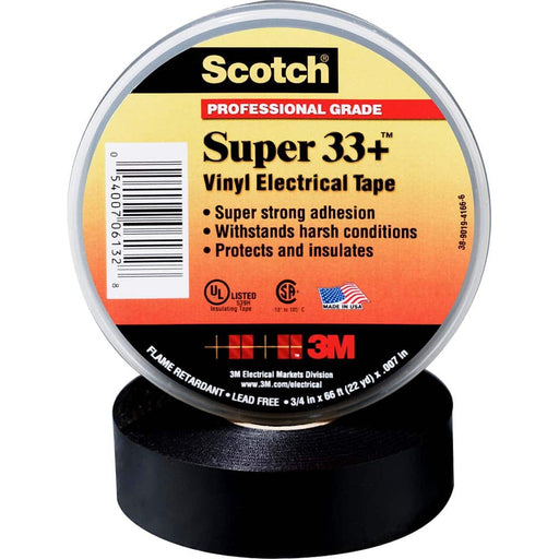 Electrical Tape: 3/4" Wide, 110' Long, 7 mil Thick, Black