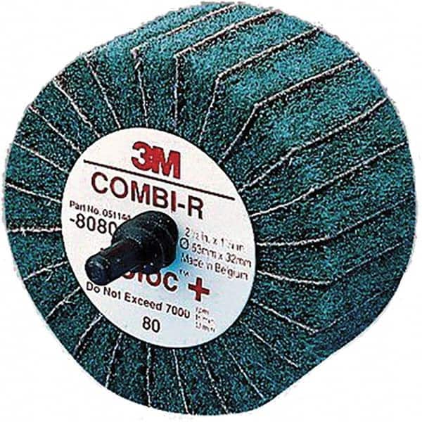 Mounted Flap Wheel: 2-1/2" Dia, 1-1/4" Face Width, 80 Grit, Aluminum Oxide