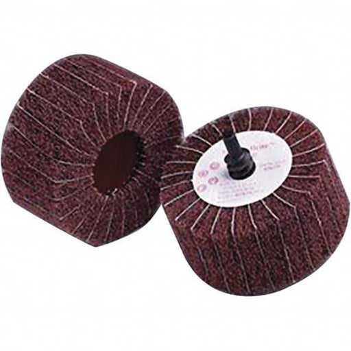 Mounted Flap Wheel: 2-1/2" Dia, 1-1/4" Face Width, 120 Grit, Aluminum Oxide