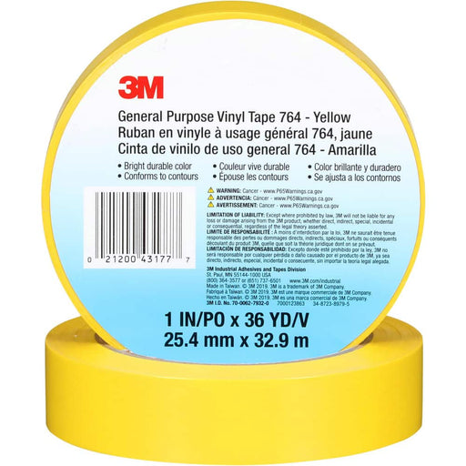 Floor & Aisle Marking Tape: 1" Wide, 108' Long, 5 mil Thick, Vinyl