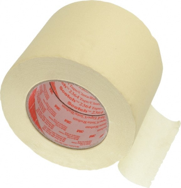 Masking Tape: 4" Wide, 60 yd Long, 6.5 mil Thick, Tan