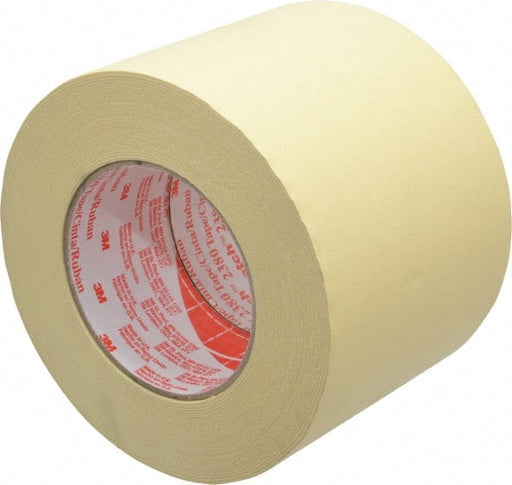 Masking Tape: 4" Wide, 60 yd Long, 7.2 mil Thick, Tan