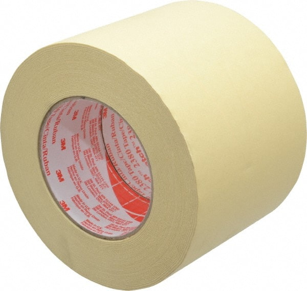 Masking Tape: 4" Wide, 60 yd Long, 7.2 mil Thick, Tan