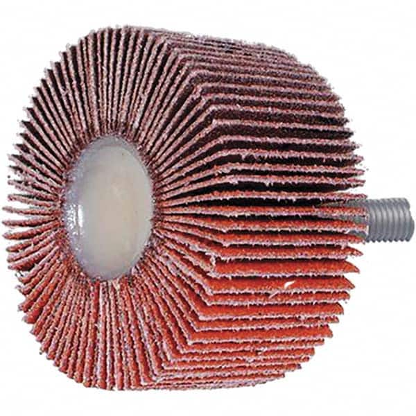 Mounted Flap Wheel: 2" Dia, 1/2" Face Width, 60 Grit, Ceramic Alumina