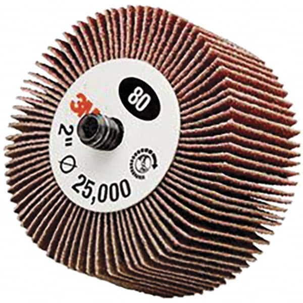 Mounted Flap Wheel: 3" Dia, 1" Face Width, 60 Grit, Aluminum Oxide