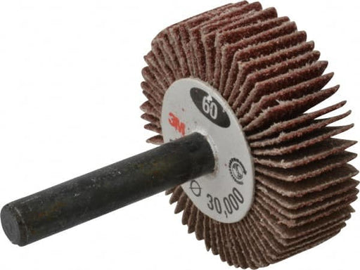 Mounted Flap Wheel: 1-1/2" Dia, 1/2" Face Width, 60 Grit, Aluminum Oxide