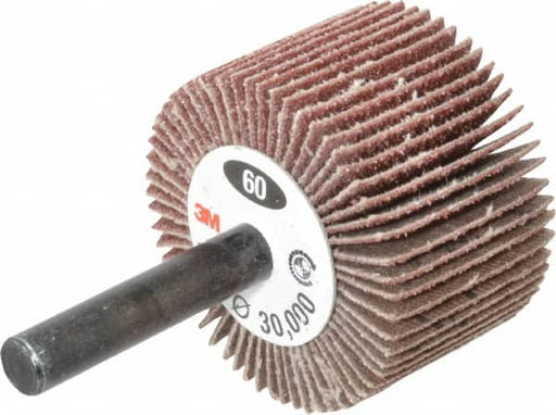 Mounted Flap Wheel: 1-1/2" Dia, 1" Face Width, 60 Grit, Aluminum Oxide