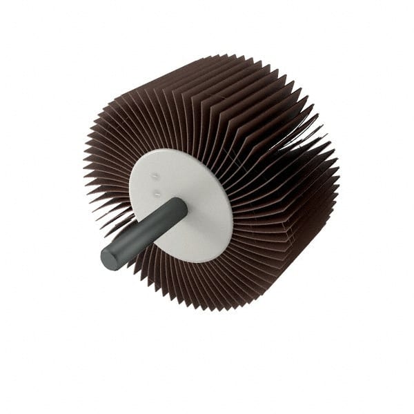 Mounted Flap Wheel: 2" Dia, 1" Face Width, 120 Grit, Aluminum Oxide