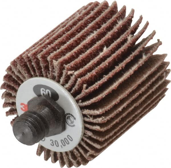 Mounted Flap Wheel: 1" Face Width, 60 Grit, Aluminum Oxide