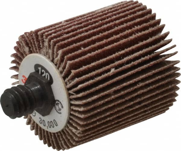 Mounted Flap Wheel: 1" Face Width, 120 Grit, Aluminum Oxide