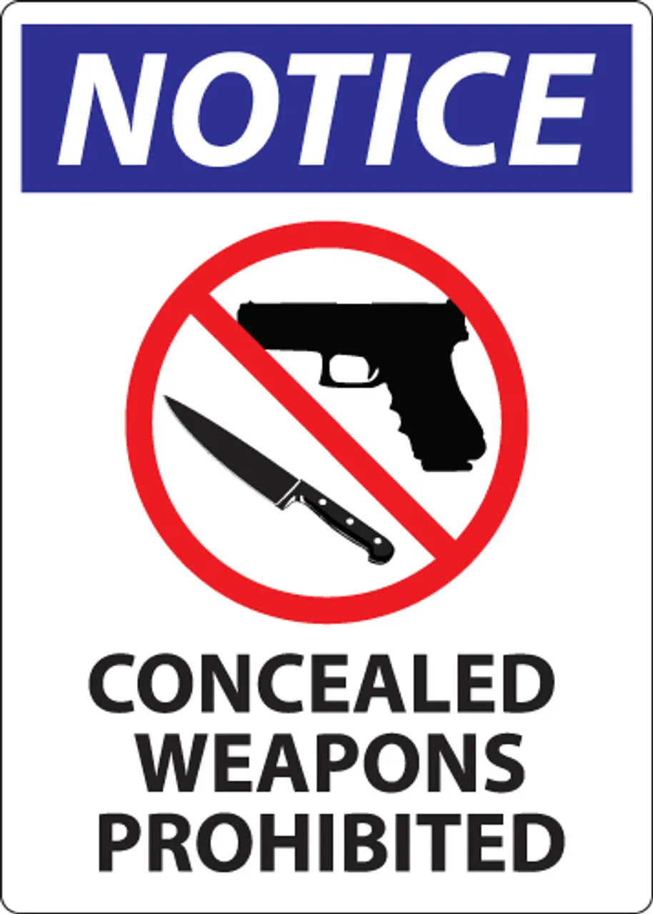 ZING Notice Concealed Weapons Proh 14x10 SA — Pelican Supply