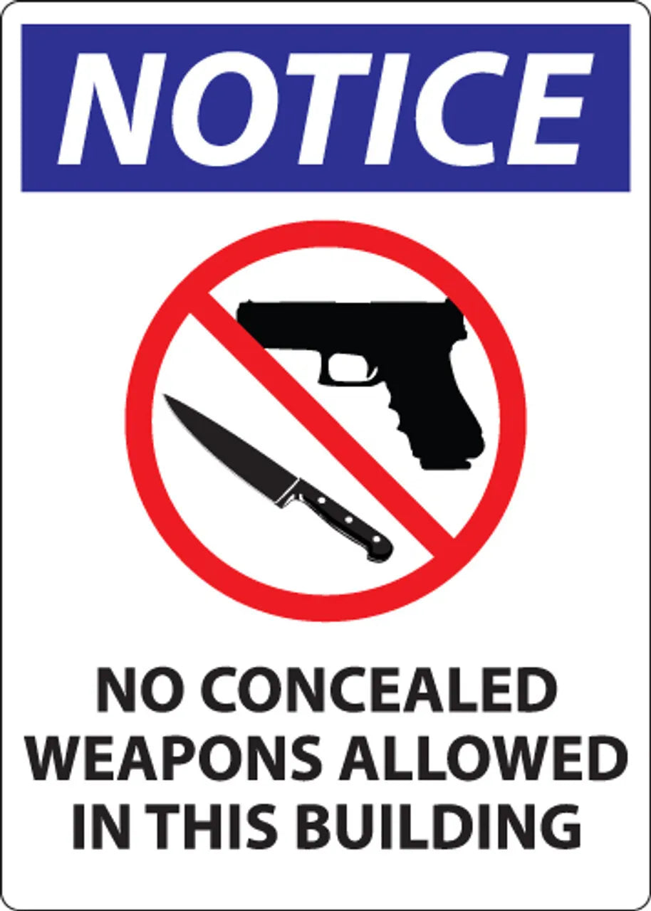 Concealed Label ZING Notice Concealed Weapons Label, 7x5 2-PK — Pelican Supply