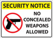 ZING Security Concealed Weapons Sign 10Hx14W