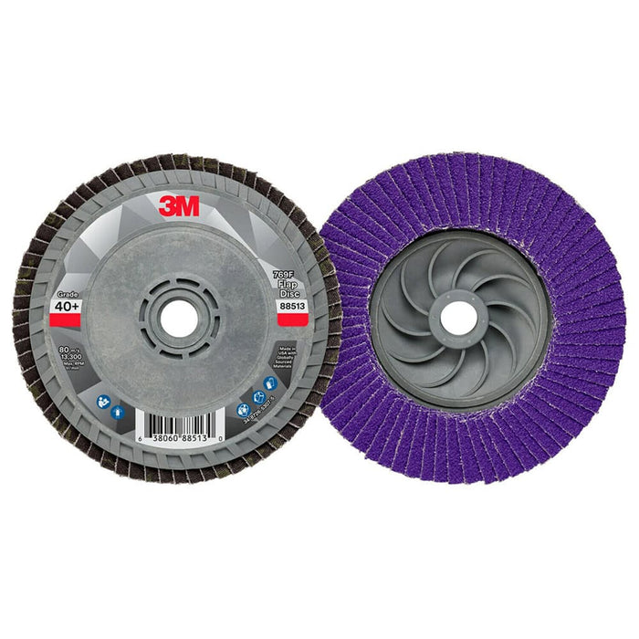 Flap Disc: 4-1/2" Dia, 5/8-11 Hole, 40 Grit, Ceramic, Type 29