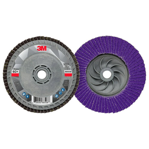 Flap Disc: 4-1/2" Dia, 5/8-11 Hole, 60 Grit, Ceramic, Type 29