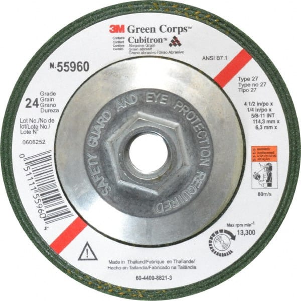 Depressed Center Wheel: Type 27, 4-1/2" Dia, Ceramic