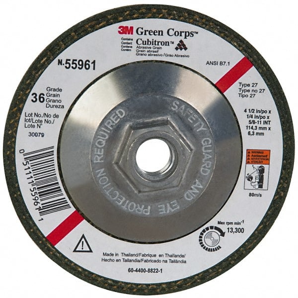 Depressed Center Wheel: Type 27, 4-1/2" Dia, Ceramic