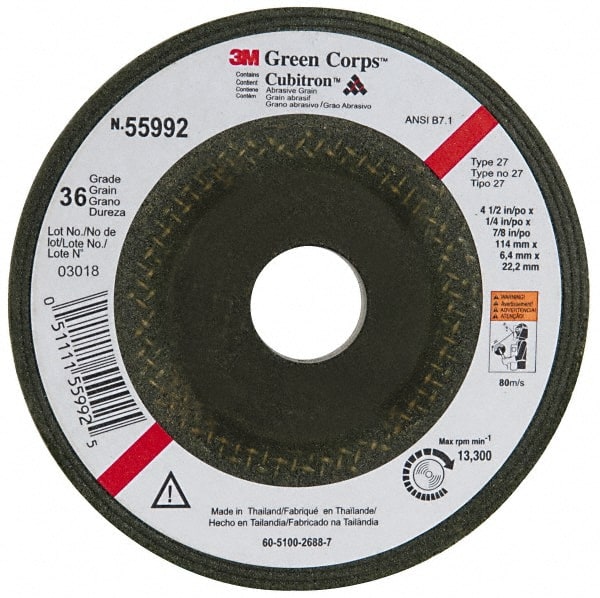 Depressed Center Wheel: Type 27, 4-1/2" Dia, Ceramic