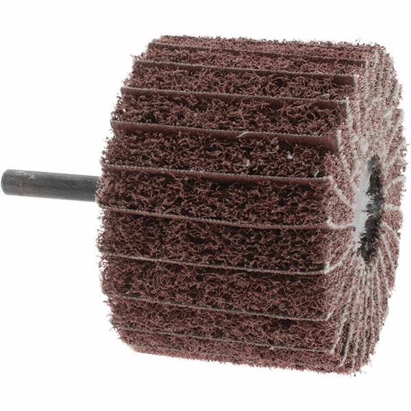 Mounted Flap Wheel: 3" Dia, 2" Face Width, 80 Grit, Aluminum Oxide