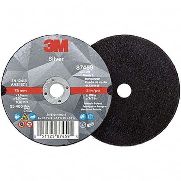 Cutoff Wheel: 3" Dia, 0.06" Thick, 3/8" Hole, Ceramic