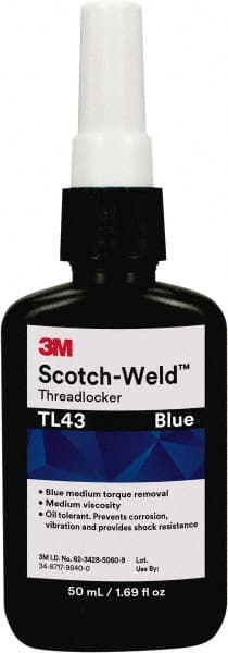 Threadlocker: Blue, Liquid, 50 mL, Bottle
