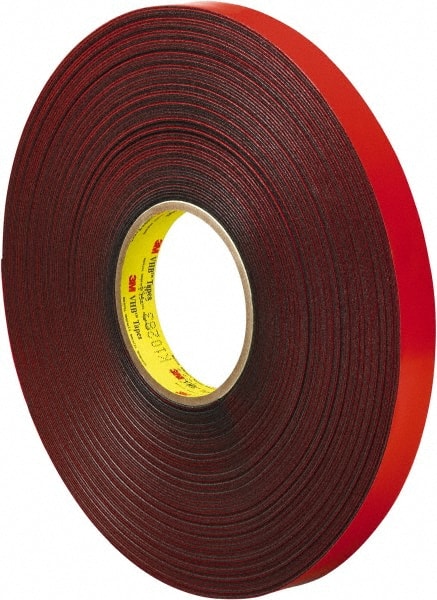 Gray Double-Sided Acrylic Foam Tape: 3/4" Wide, 36 yd Long, 45 mil Thick, Acrylic Adhesive