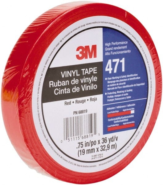 Floor & Aisle Marking Tape: 3/4" Wide, 108' Long, 5.2 mil Thick, Vinyl