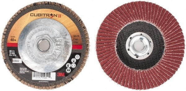 Flap Disc: 5/8-11 Hole, 40 Grit, Ceramic, Type 27