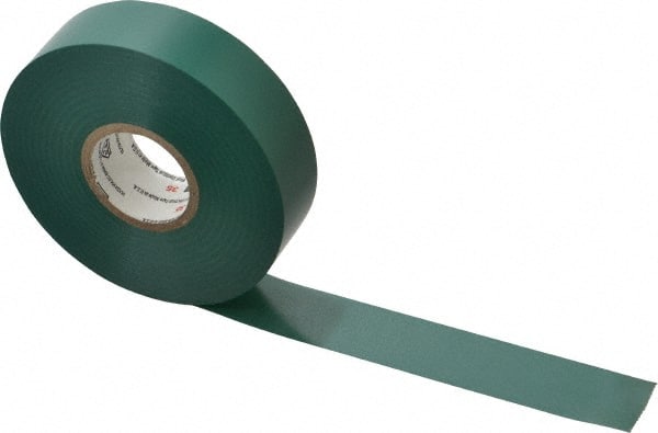 Electrical Tape: 3/4" Wide, 66' Long, 7 mil Thick, Green