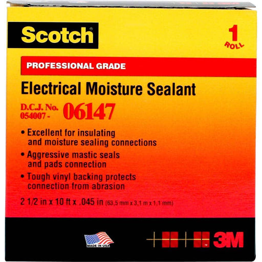 Electrical Tape: 2-1/2" Wide, 10' Long, 45 mil Thick, Black