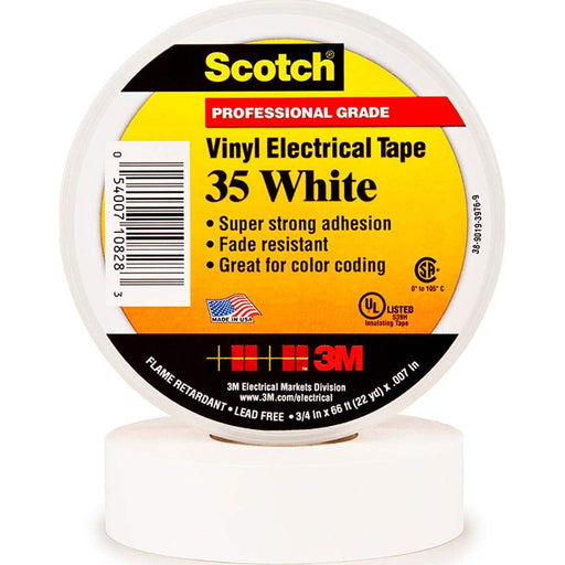 Electrical Tape: 1/2" Wide, 20' Long, 7 mil Thick, White