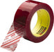 Packing Tape: 3" Wide, Clear & Red, Rubber Adhesive