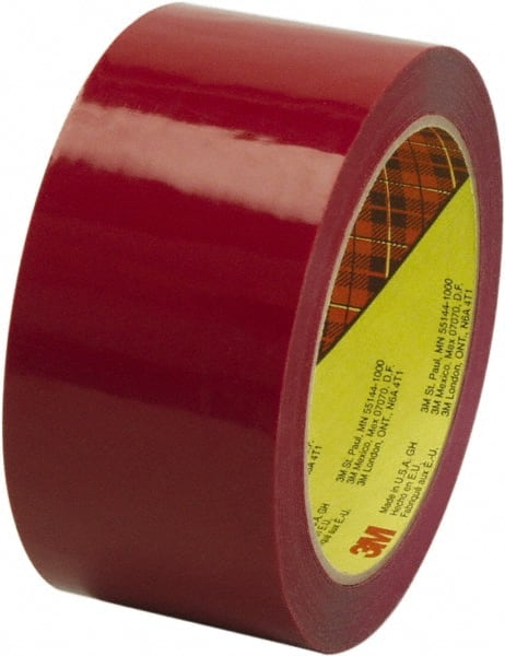 Packing Tape: 2" Wide, Red, Rubber Adhesive