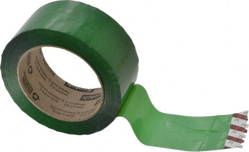 Packing Tape: 2" Wide, Green, Rubber Adhesive