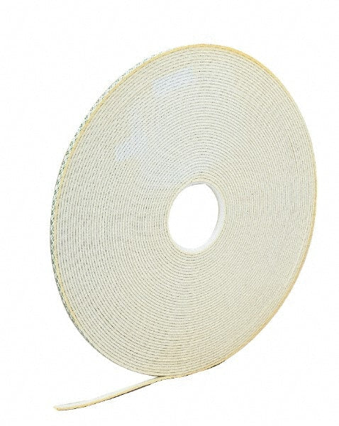 Off-White Double-Sided Urethane Foam Tape: 3/4" Wide, 36 yd Long, 1/16" Thick, Acrylic Adhesive
