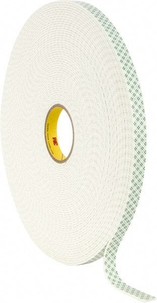 Off-White Double-Sided Urethane Foam Tape: 3/4" Wide, 36 yd Long, 1/8" Thick, Acrylic Adhesive