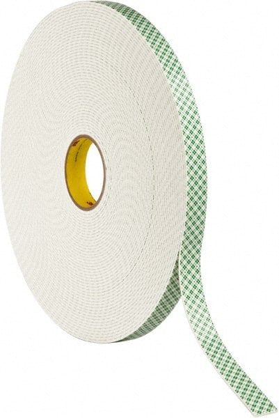 Off-White Double-Sided Urethane Foam Tape: 1" Wide, 36 yd Long, 1/8" Thick, Acrylic Adhesive