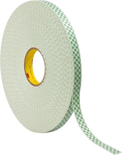 Off-White Double-Sided Urethane Foam Tape: 3/4" Wide, 72 yd Long, 1/32" Thick, Acrylic Adhesive