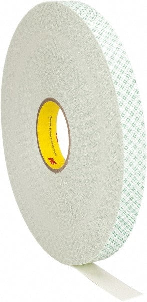 Off-White Double-Sided Urethane Foam Tape: 1" Wide, 72 yd Long, 1/32" Thick, Acrylic Adhesive