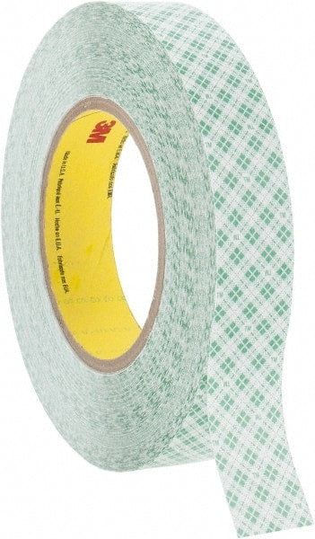 White Double-Sided Polyethylene Film Tape: 1" Wide, 36 yd Long, 9 mil Thick, Rubber Adhesive