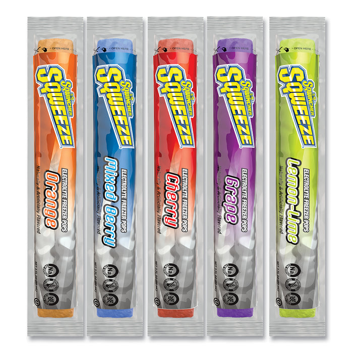 Sqweeze® Electrolyte Freezer Pop, Regular, 3 oz, Plastic Sleeve, Assorted Flavors
