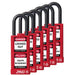 ZING Padlock Long Body Keyed Alike Red 6 pack