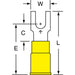 Block Fork Terminal: Yellow, Nylon, Partially Insulated, #8 Stud, Crimp