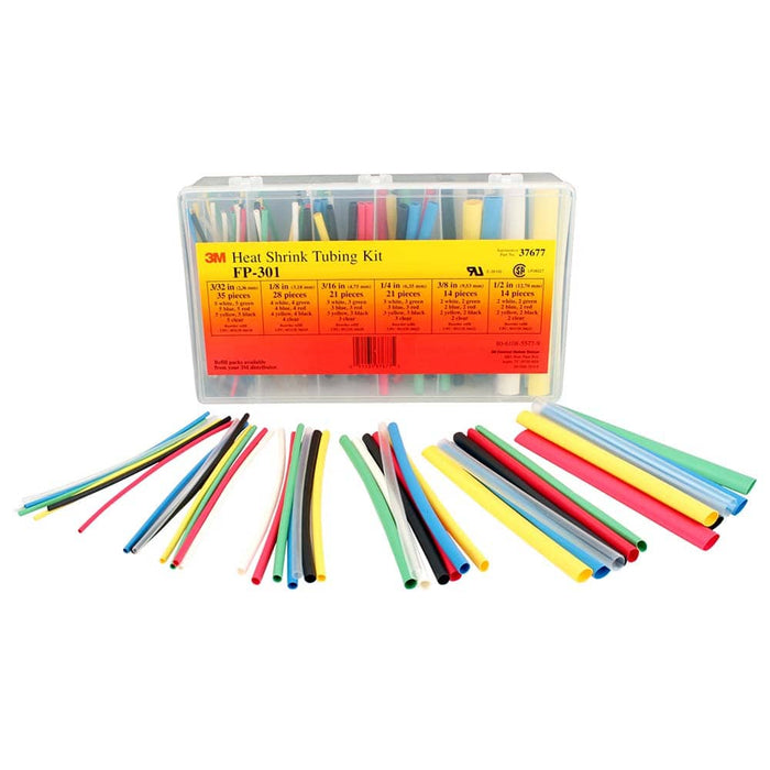 133 Piece, Black, Blue, Clear, Green, Red, White and Yellow, Heat Shrink Electrical Tubing Kit