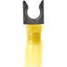 Locking Fork Terminal: Yellow, Partially Insulated, #1/4" Stud, Crimp